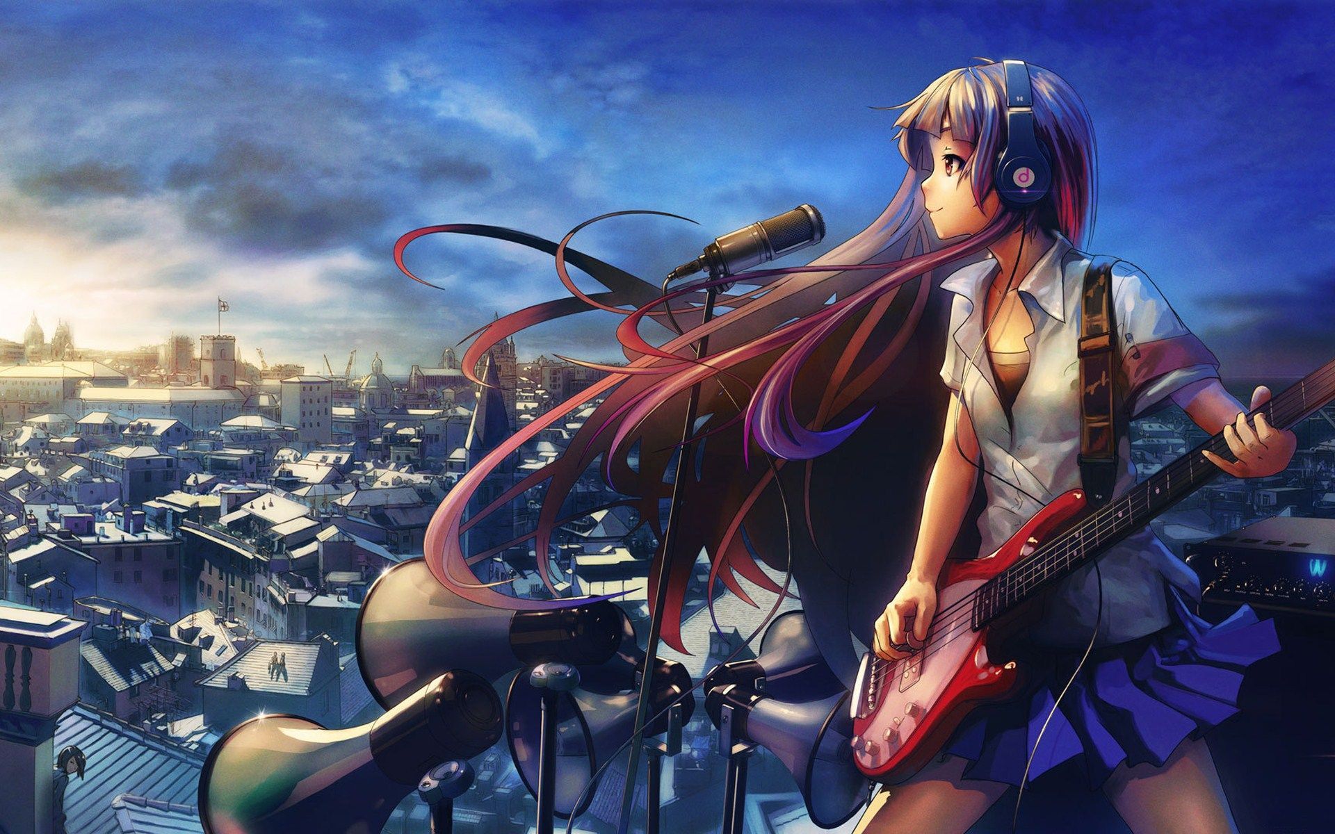 Anime Girls With Guitar Desktop HD Wallpaper in HD. Cô gái phim