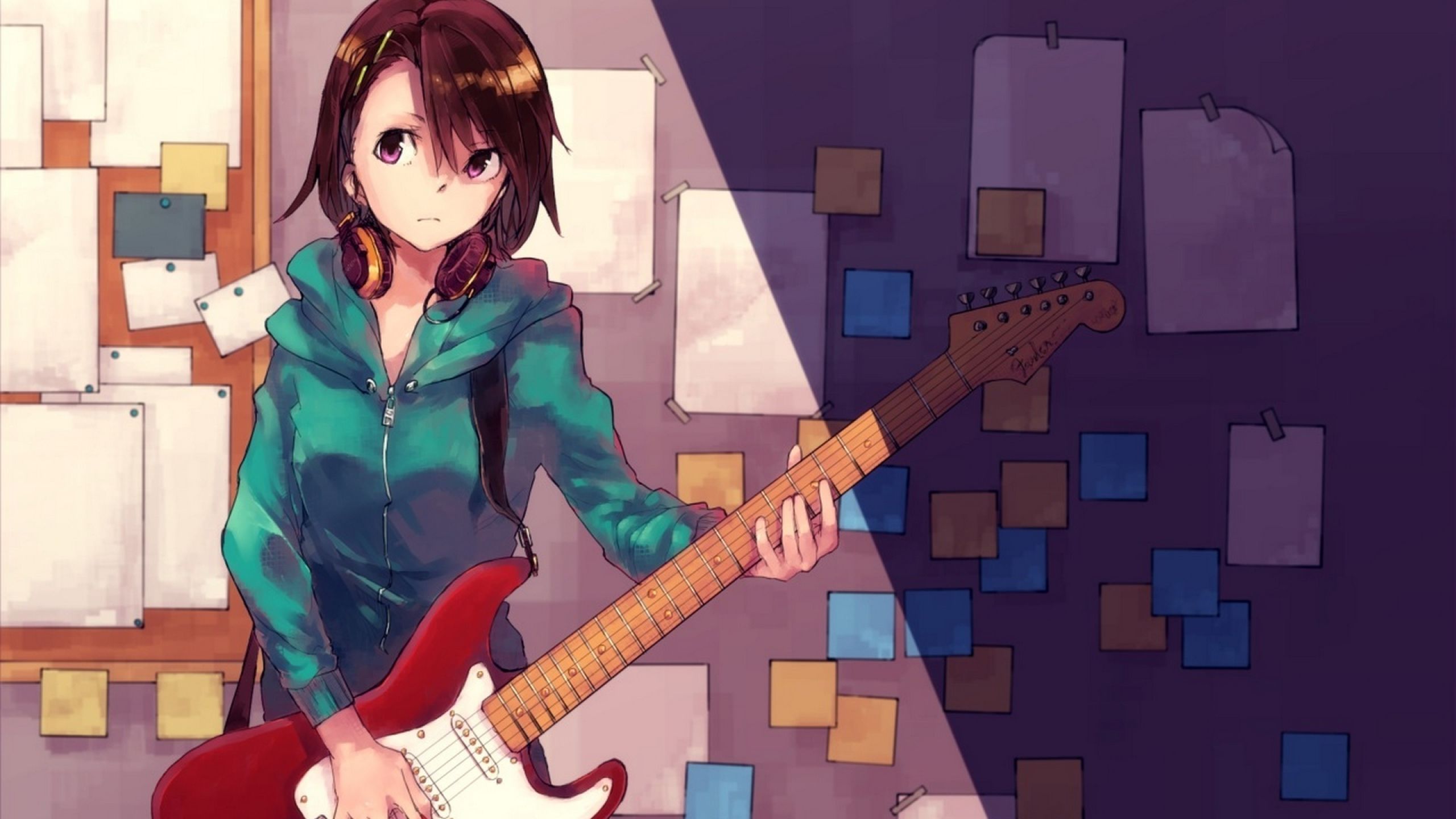 girl, anime, guitar 1440P Resolution Wallpaper, HD Anime