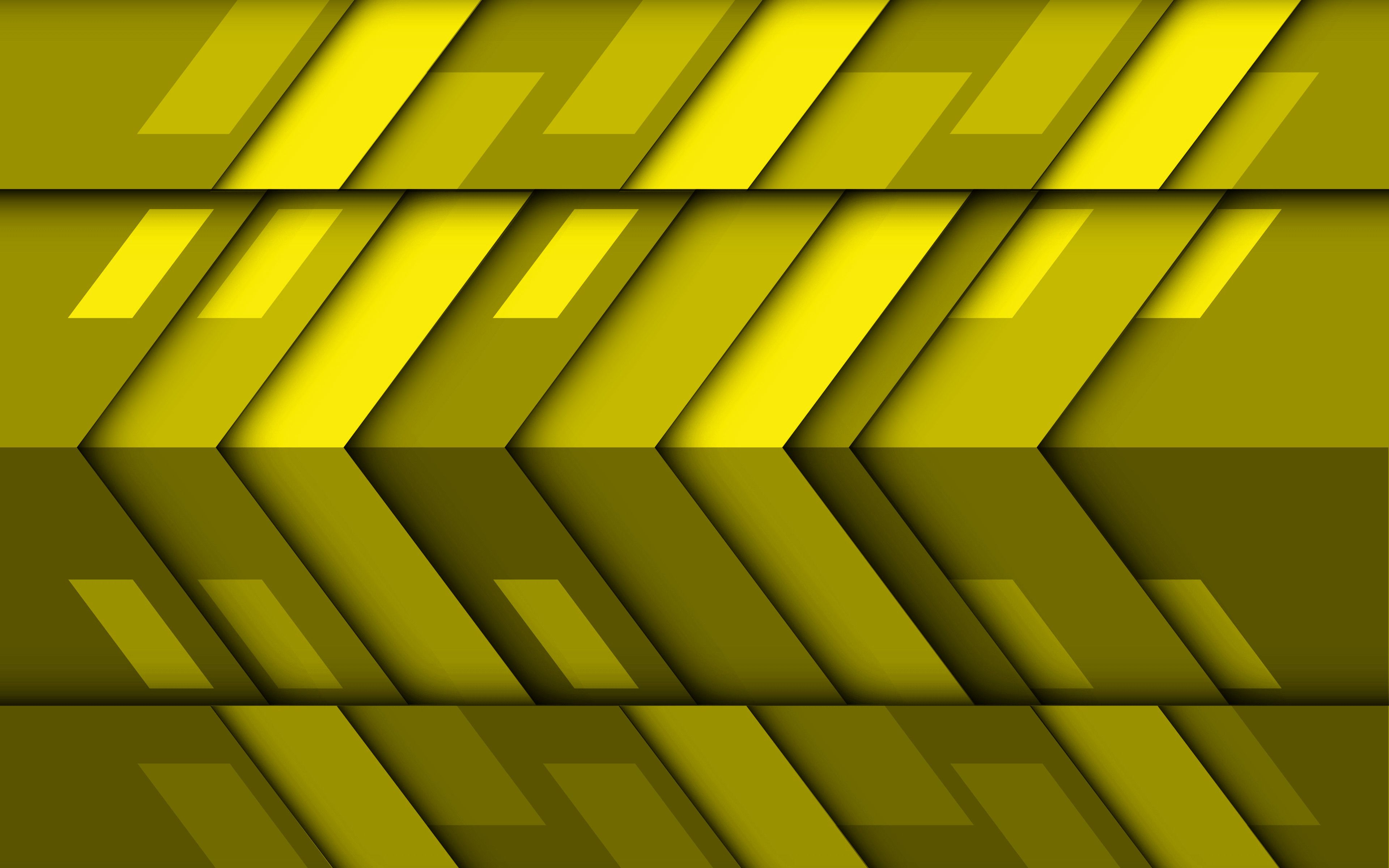 Download wallpaper yellow arrows, 4k, material design, creative