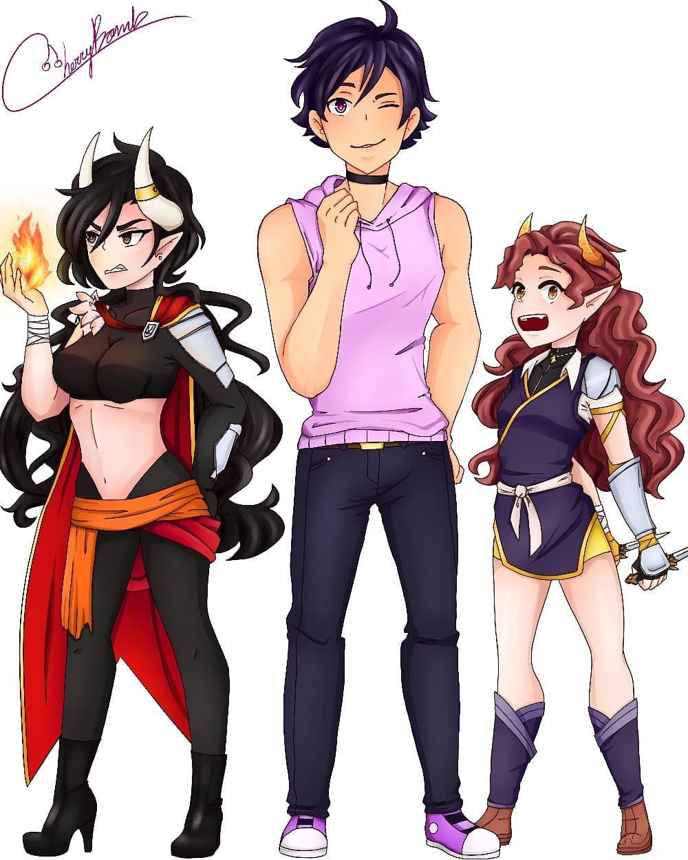 Genderbent Noi, Asch, and Ava. Ava looks like someone I would date