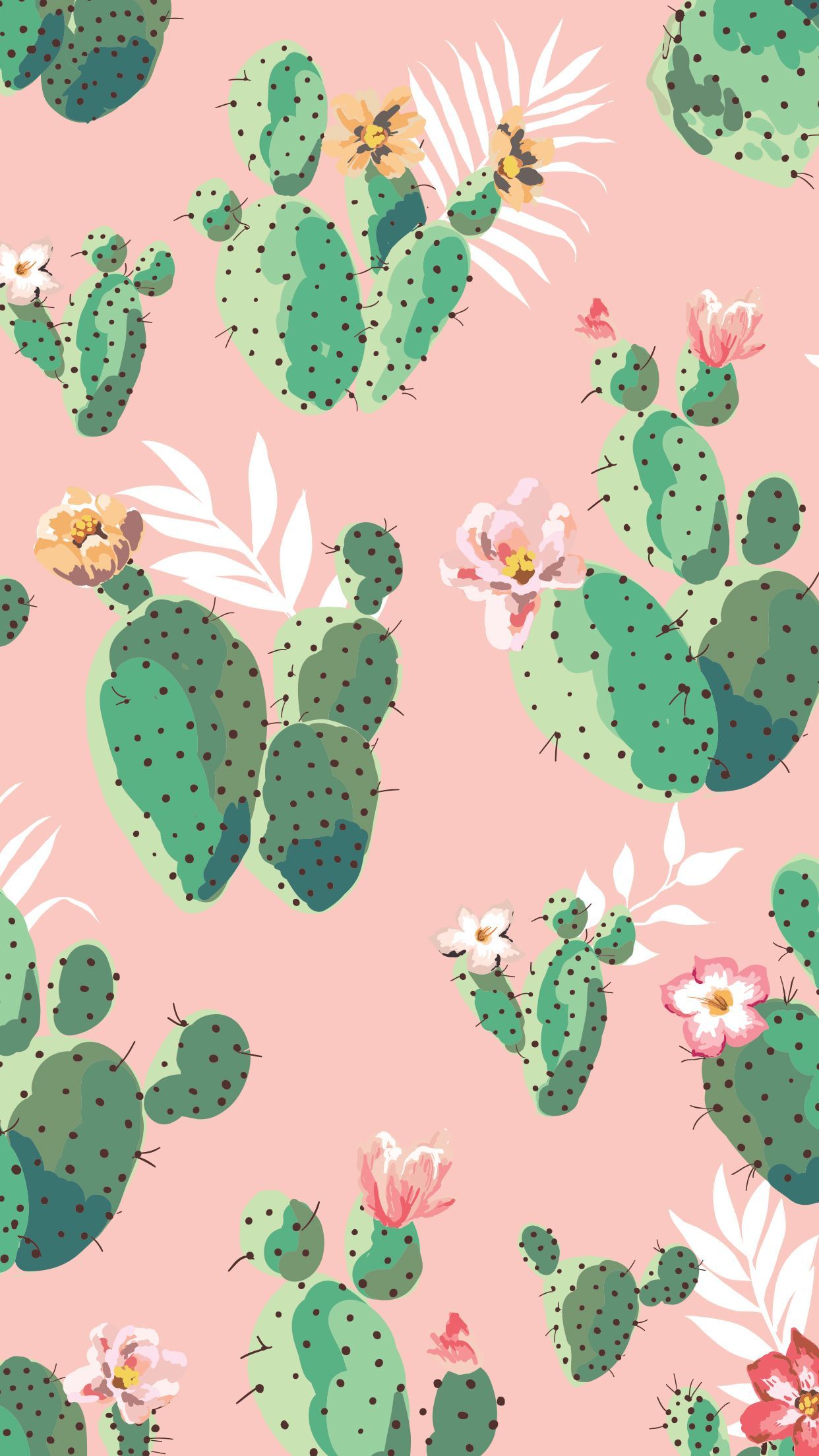 Pink and green cactus iphone wallpaper. iPhone wallpaper, Mobile wallpaper, Cute wallpaper