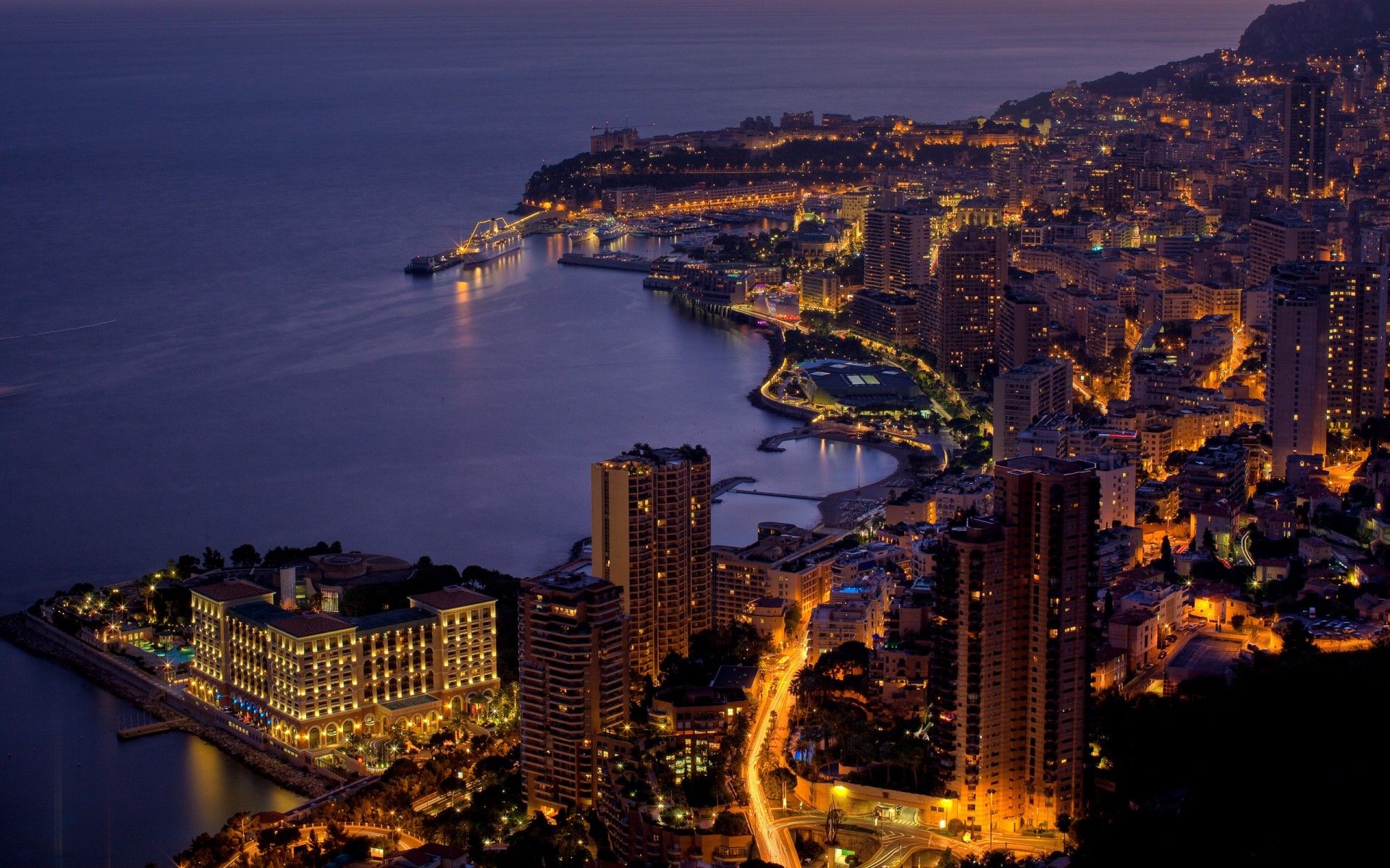 Monaco Night In The Glow Of The Light HD Wallpaper, Wallpaper13.com