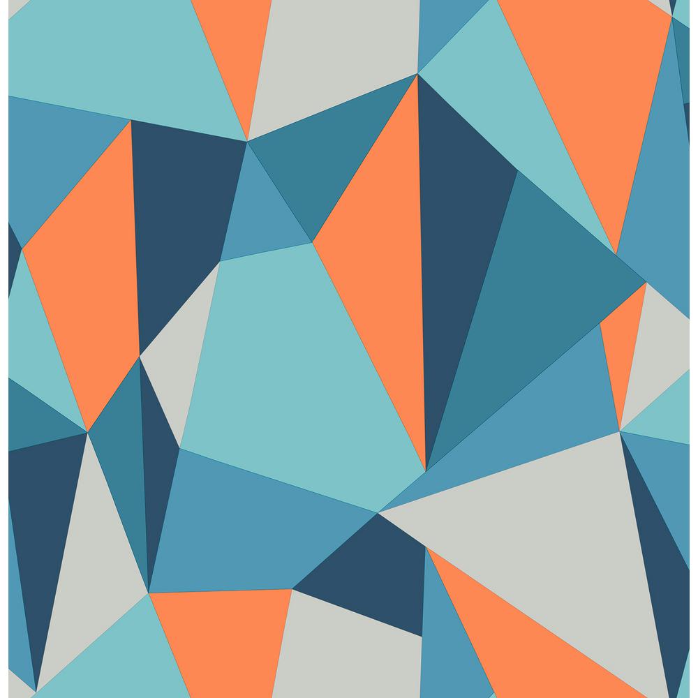 Brewster 8 in. x 10 in. Kline Blue Facet Wallpaper Sample