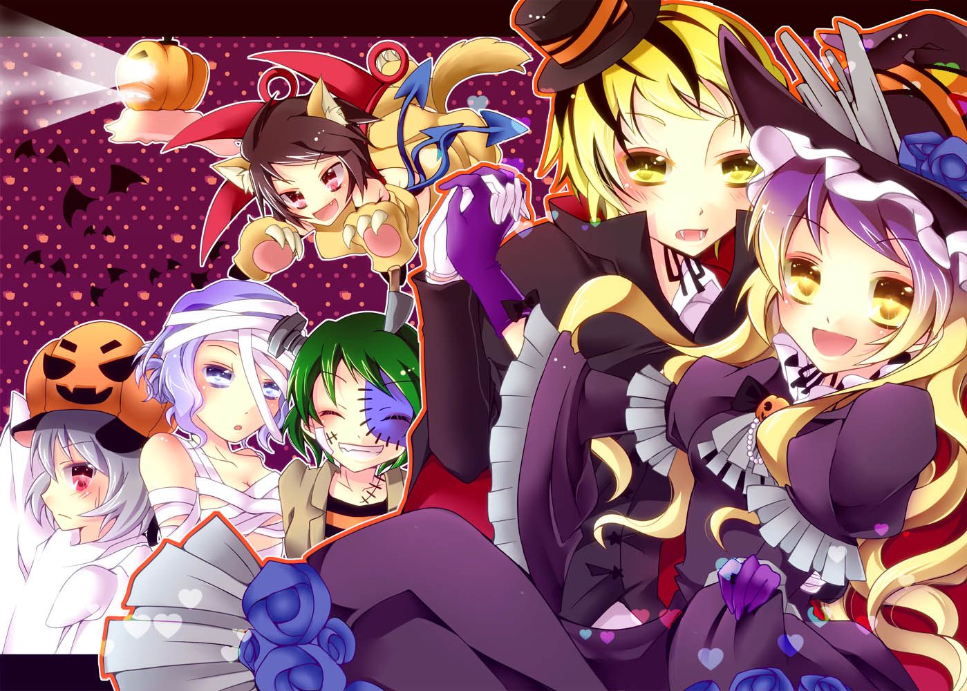 animal ears group halloween hat hijiri byakuren houjuu nue kaza