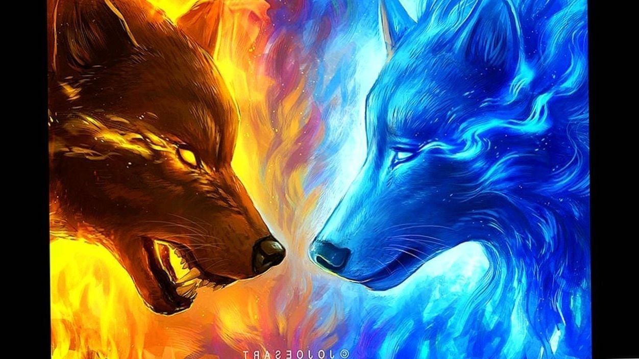Fire and Ice Wolves Wallpaper Free Fire and Ice Wolves