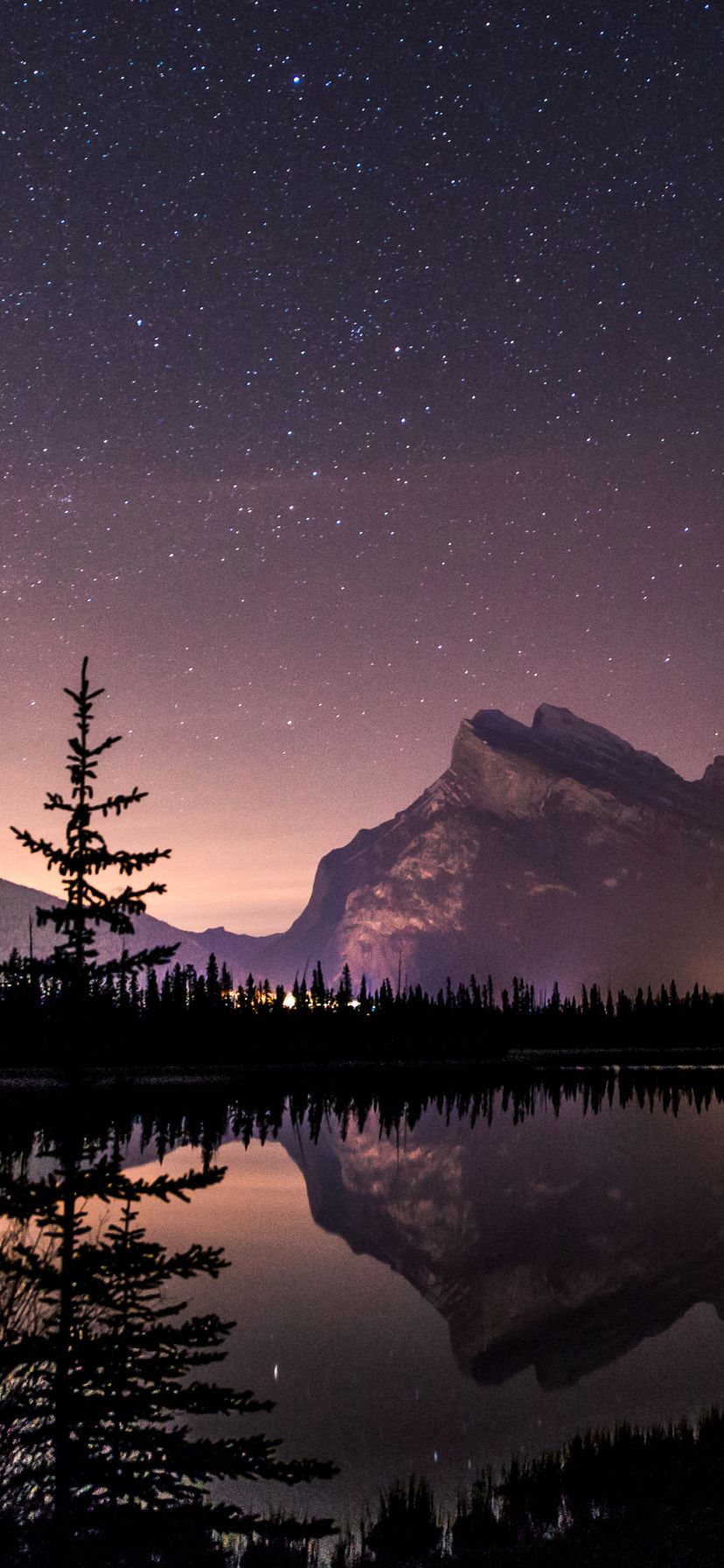 Starry Winter Sky over Lake, Nature, Mobile Wallpaper Mobile Walls