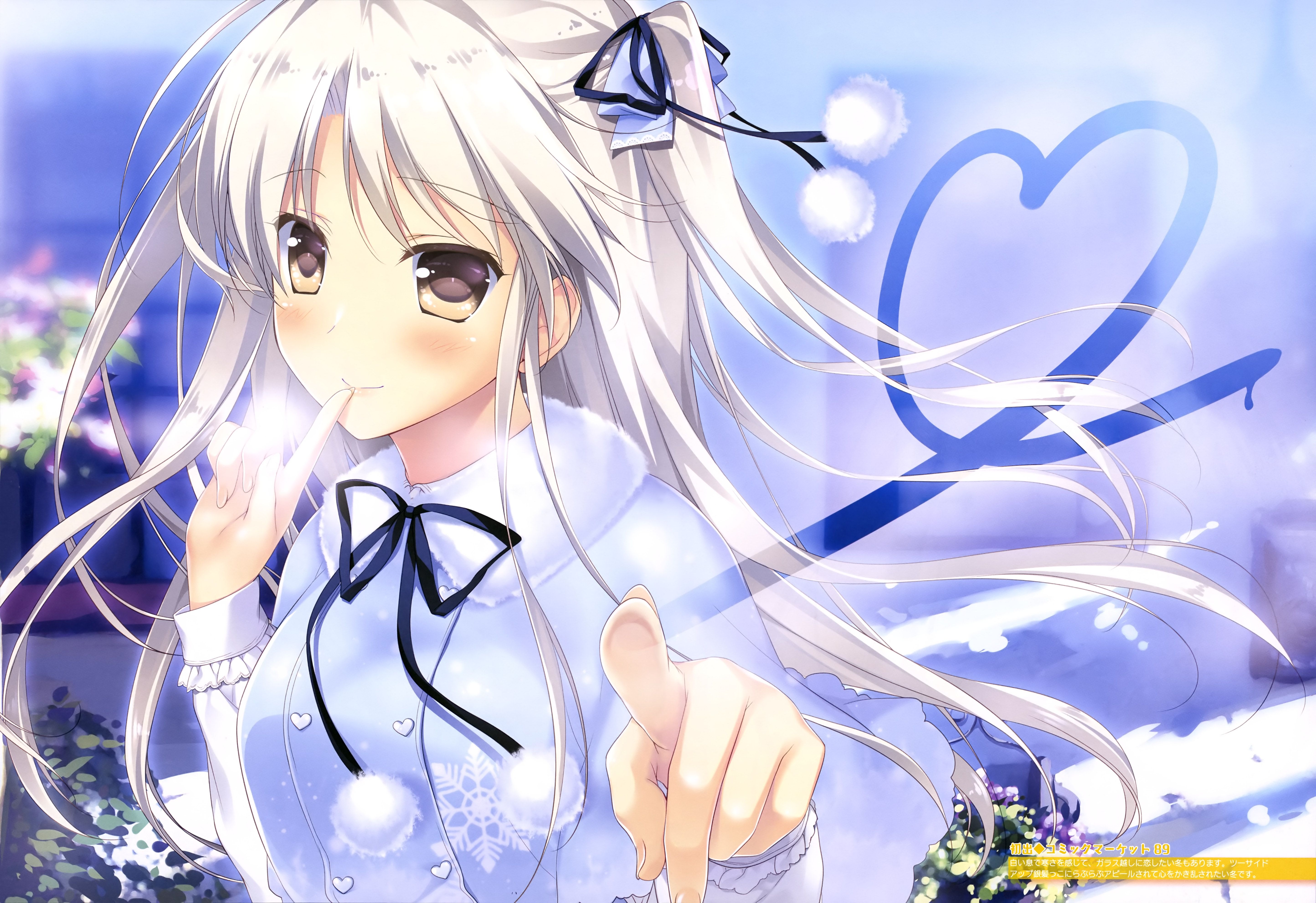 Download 5776x3965 Anime Girl, Shy Expression, White Hair