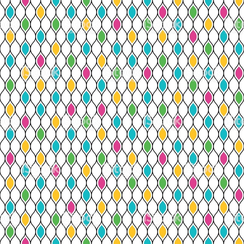 Abstract Colorful Oval Geometric Mosaic Style Seamless Pattern