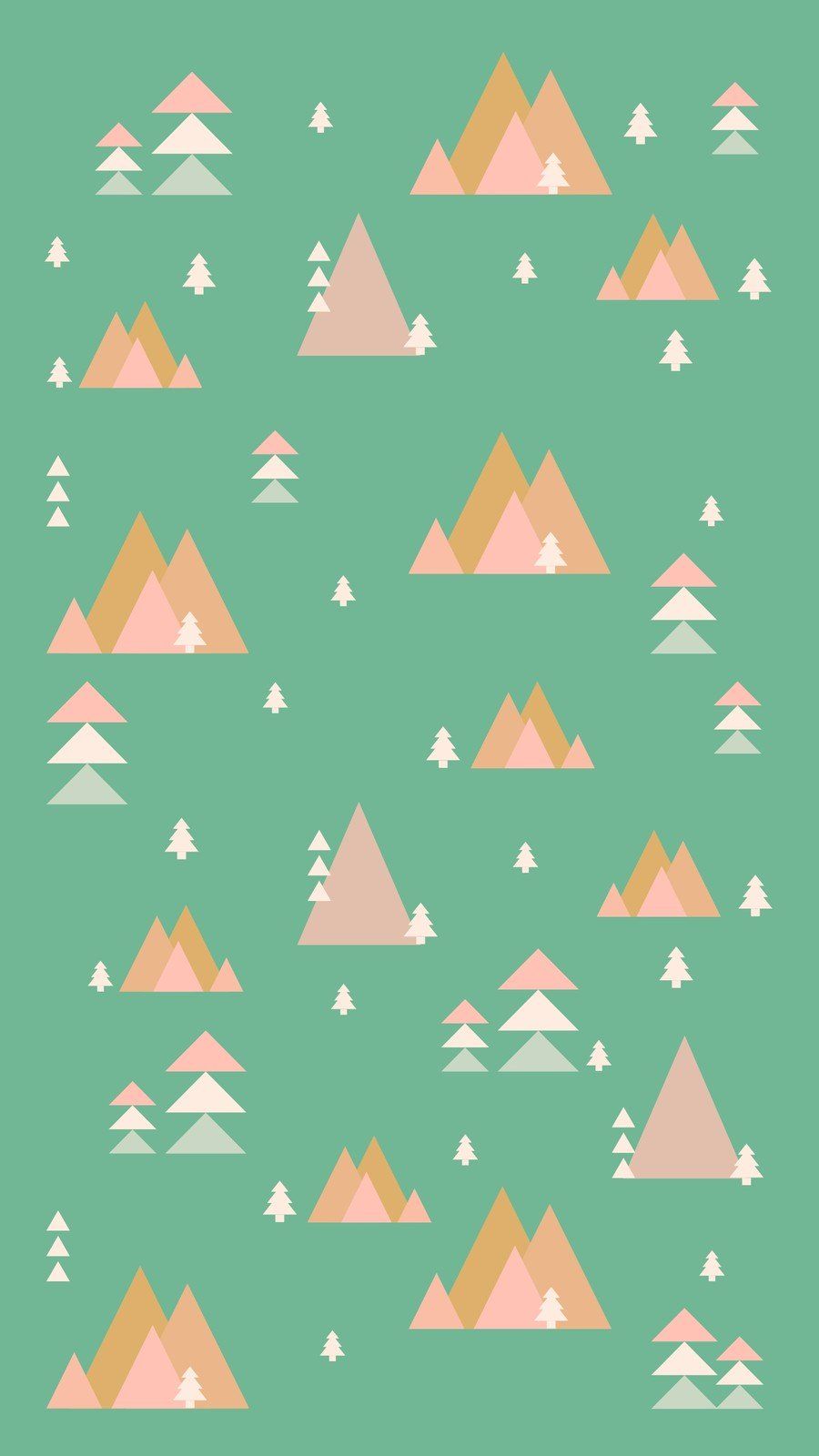 Green and Pink Trees Geometric Christmas Visual Phone Wallpaper