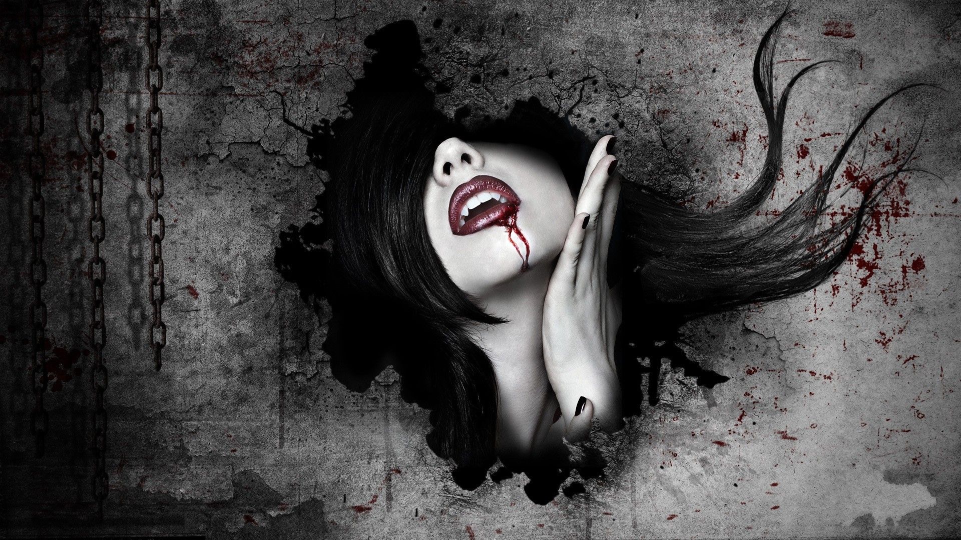 Free download dark horror fantasy art gothic women vampires blood
