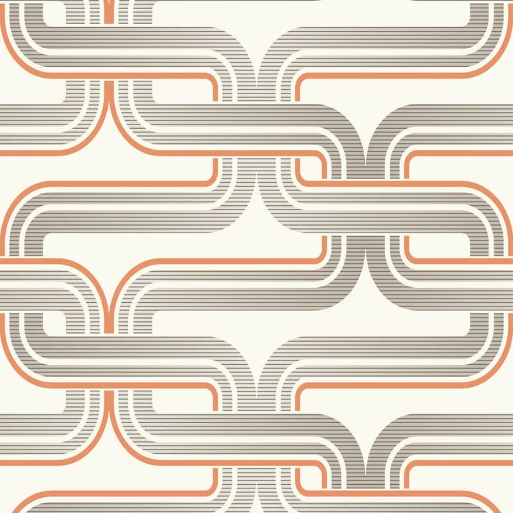 Arthouse Geometric Retro Wallpaper Orange Grey Luxury Quality