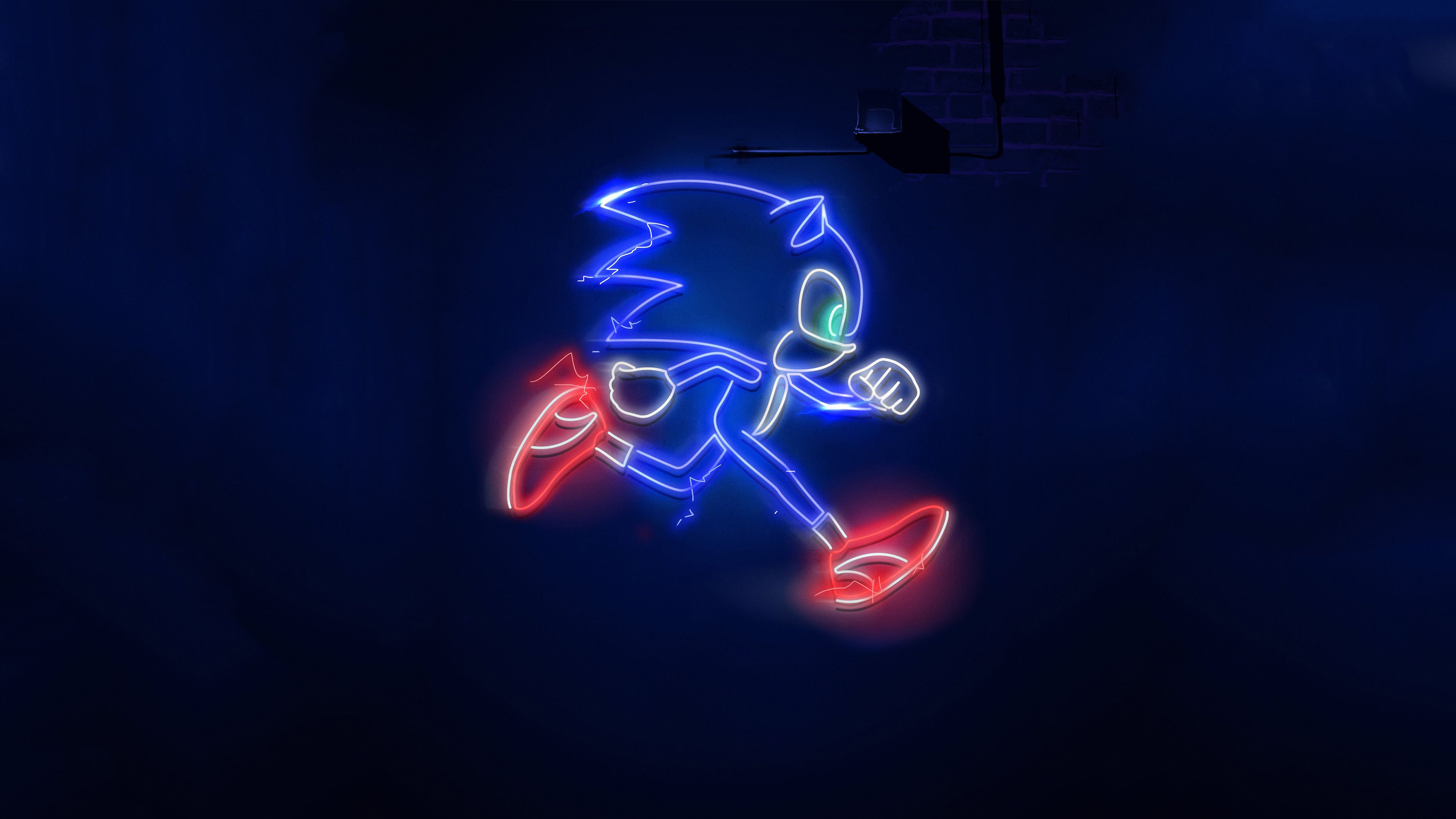 Sonic the Hedgehog Neon Sign 4k Ultra HD Wallpaper. Background