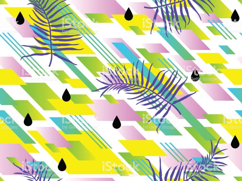 Seamless Geometric Pattern In Retro 80s 90s Style Doodle Geometric