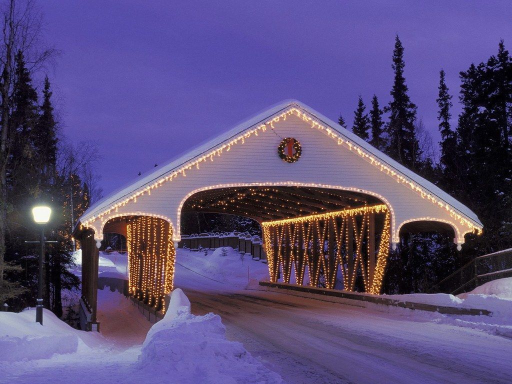 Bing image of snow. Christmas Covered Bridge, Alaska Wallpaper