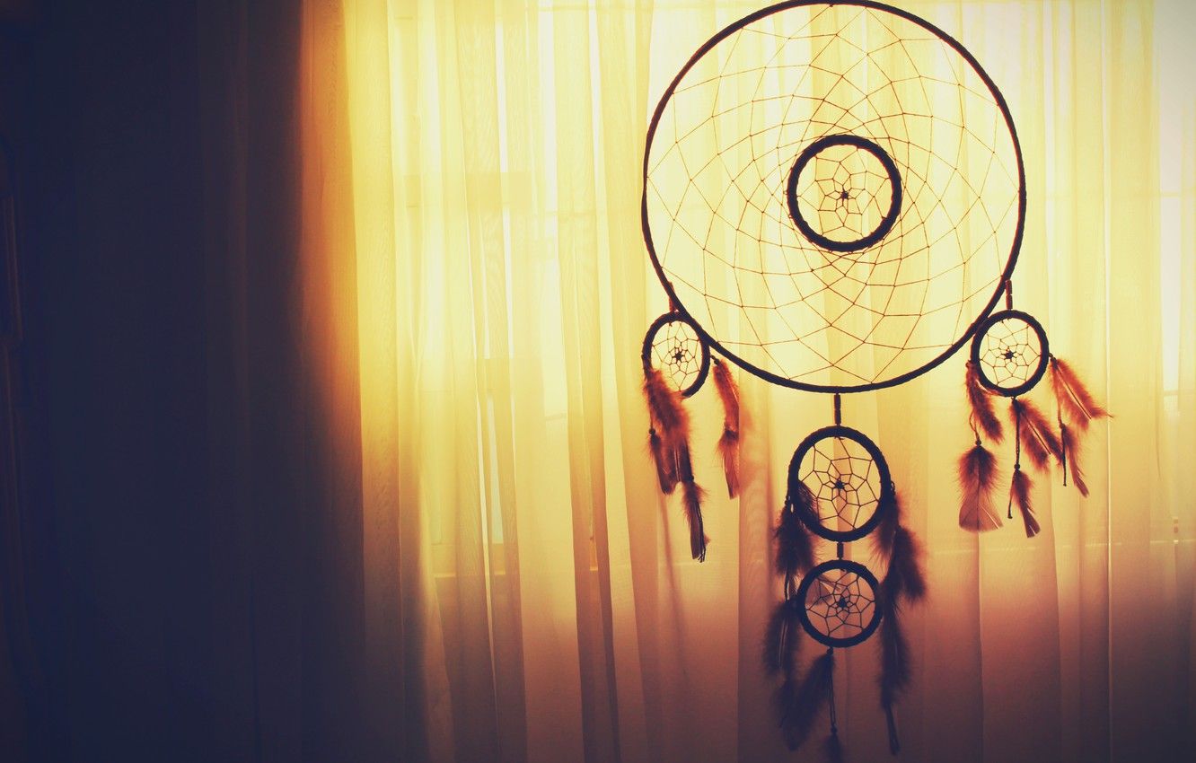 Wallpaper feathers, blind, curtain, Dreamcatcher image
