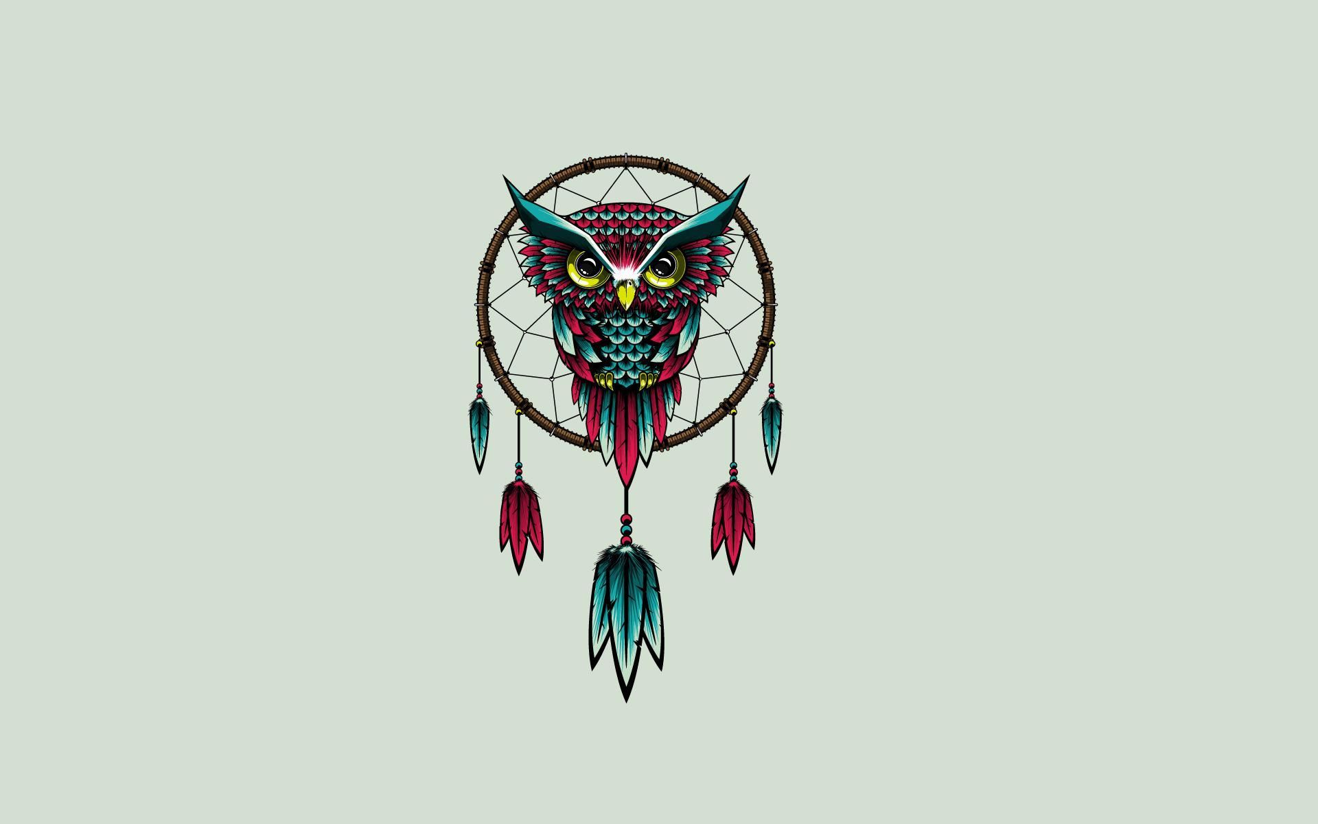 Owl Desktop Wallpaper. owl, bird, dreamcatcher, art >> HD