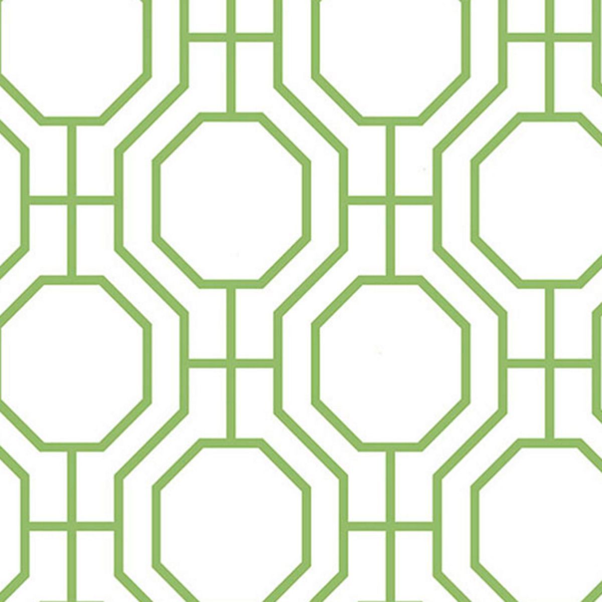 Octagon Contemporary Geometric Wallpaper. Green & White
