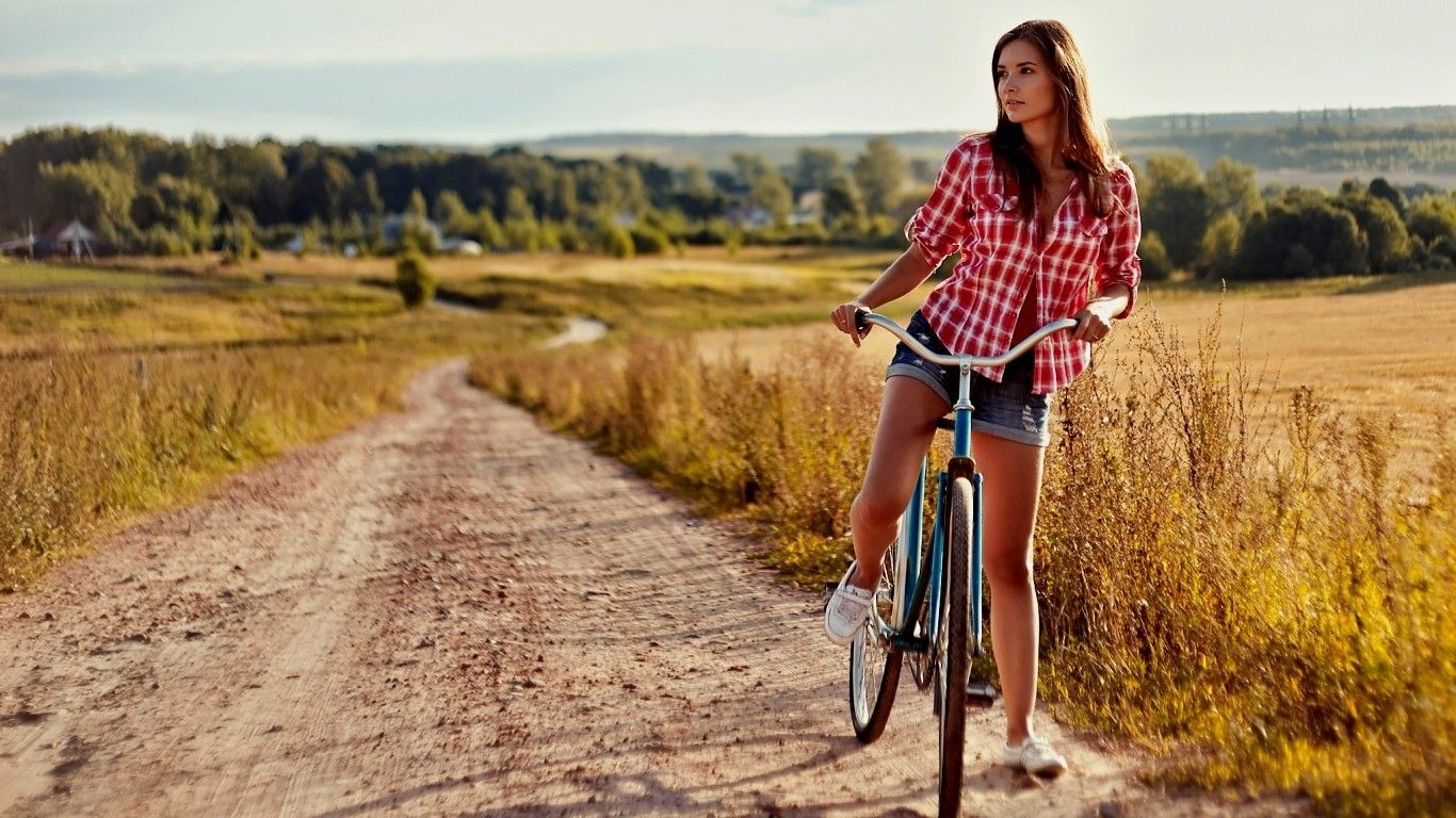 women, Model, Bicycle, Road Wallpaper HD / Desktop and Mobile