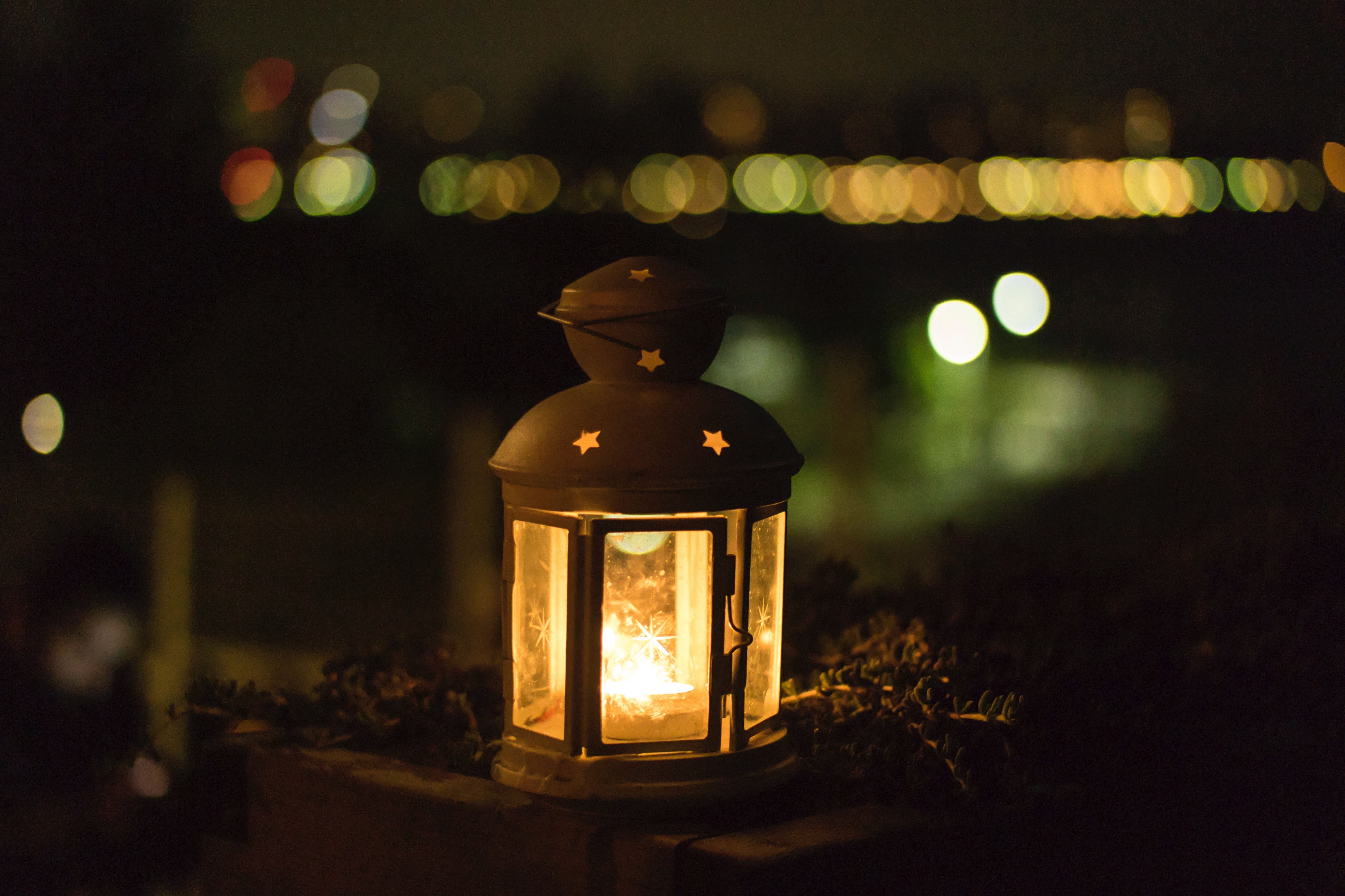 Free photo: Yellow Lantern during Night, Lantern, Light