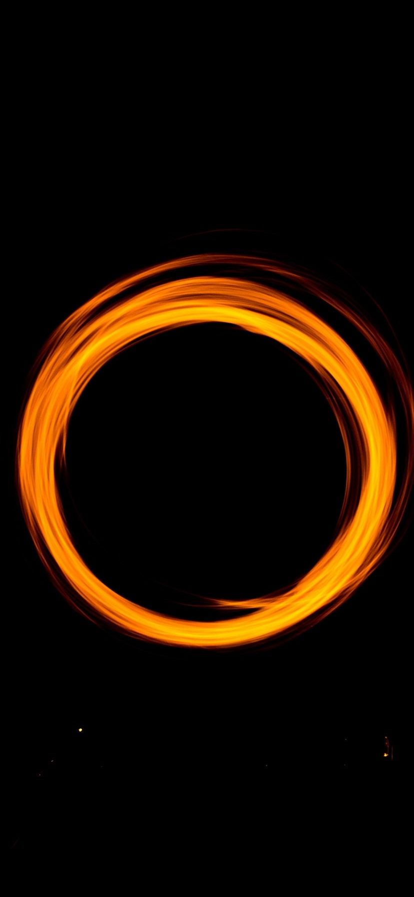 Wallpaper Orange light circle, black background 2880x1800 HD