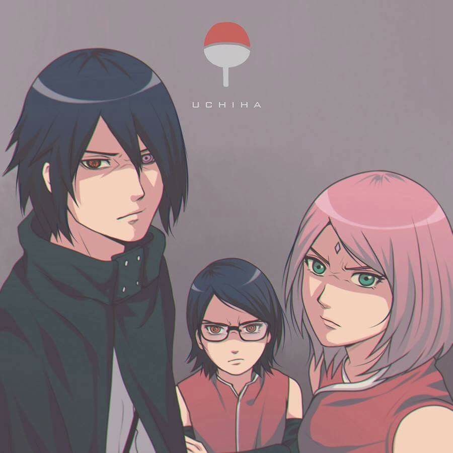 Uchiha Family: Sakura, Sasuke and Sarada. Sasusaku, Naruto sasuke