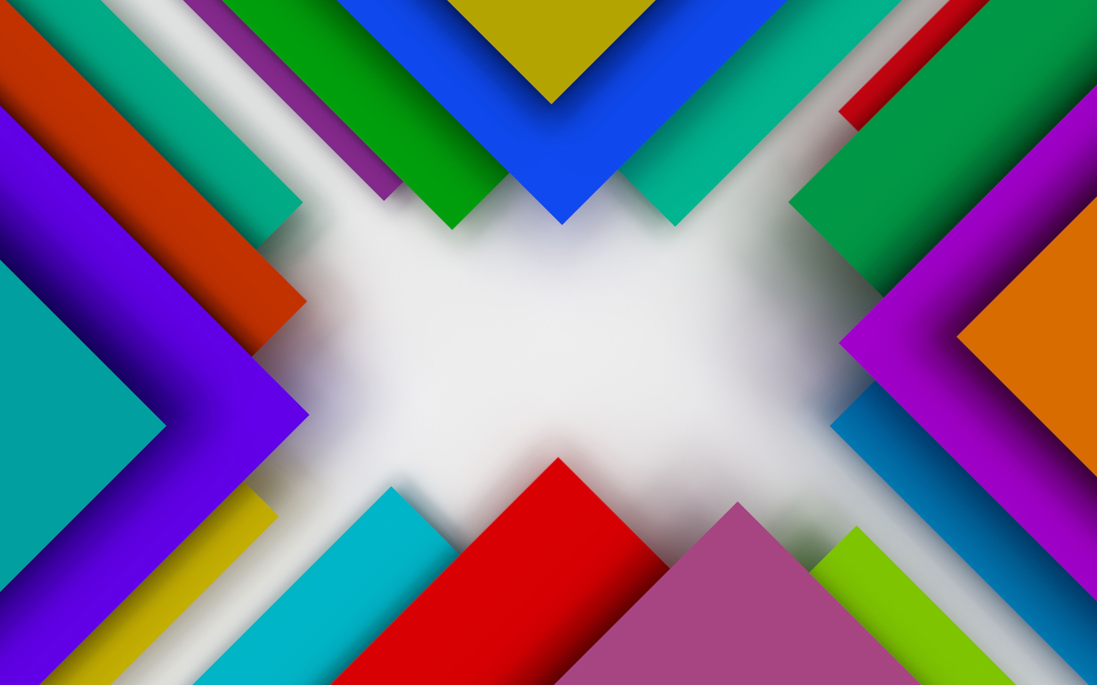 Download wallpaper colorful triangles, 4k, material design
