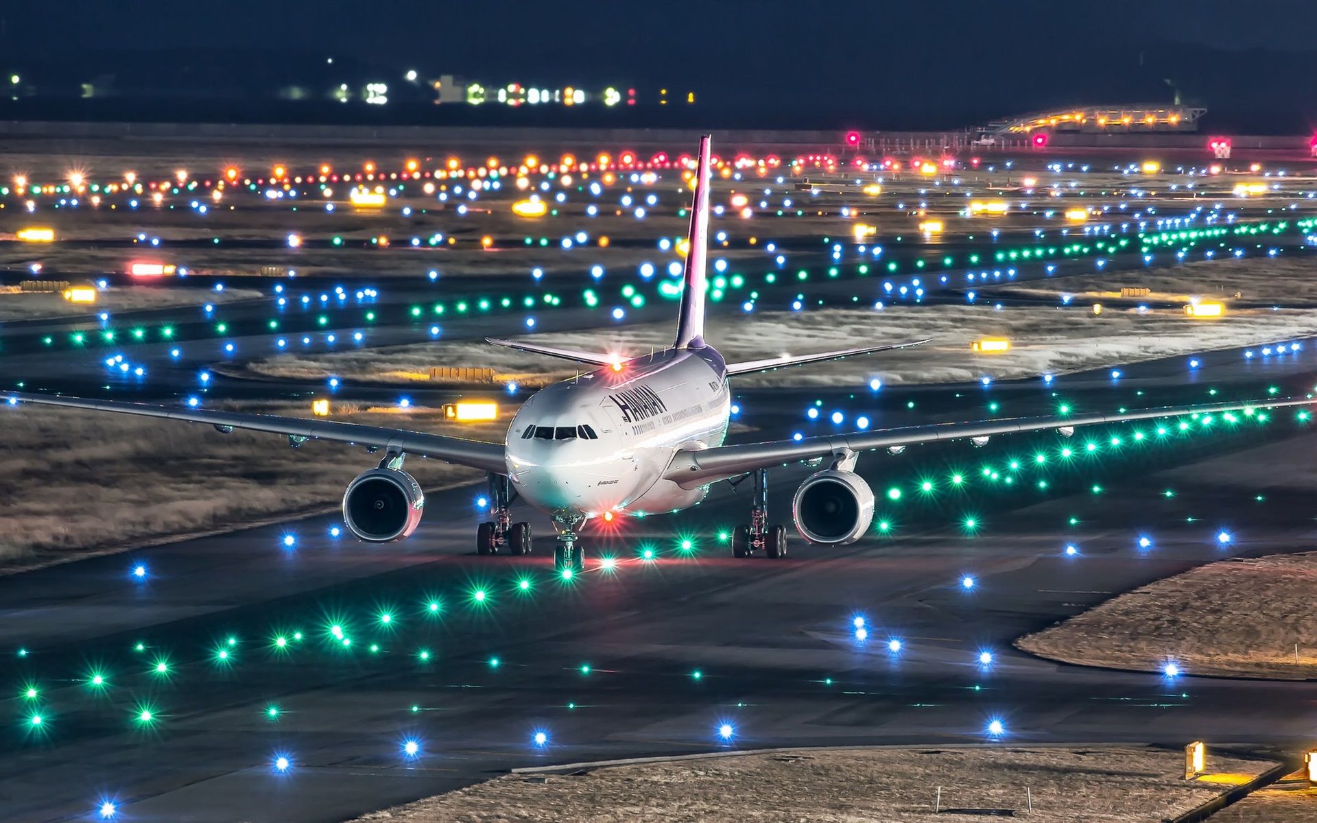 Wallpaper Japan, Kansai International Airport, Airbus A330 200 Plane Flight, Night 1920x1200 HD Picture, Image
