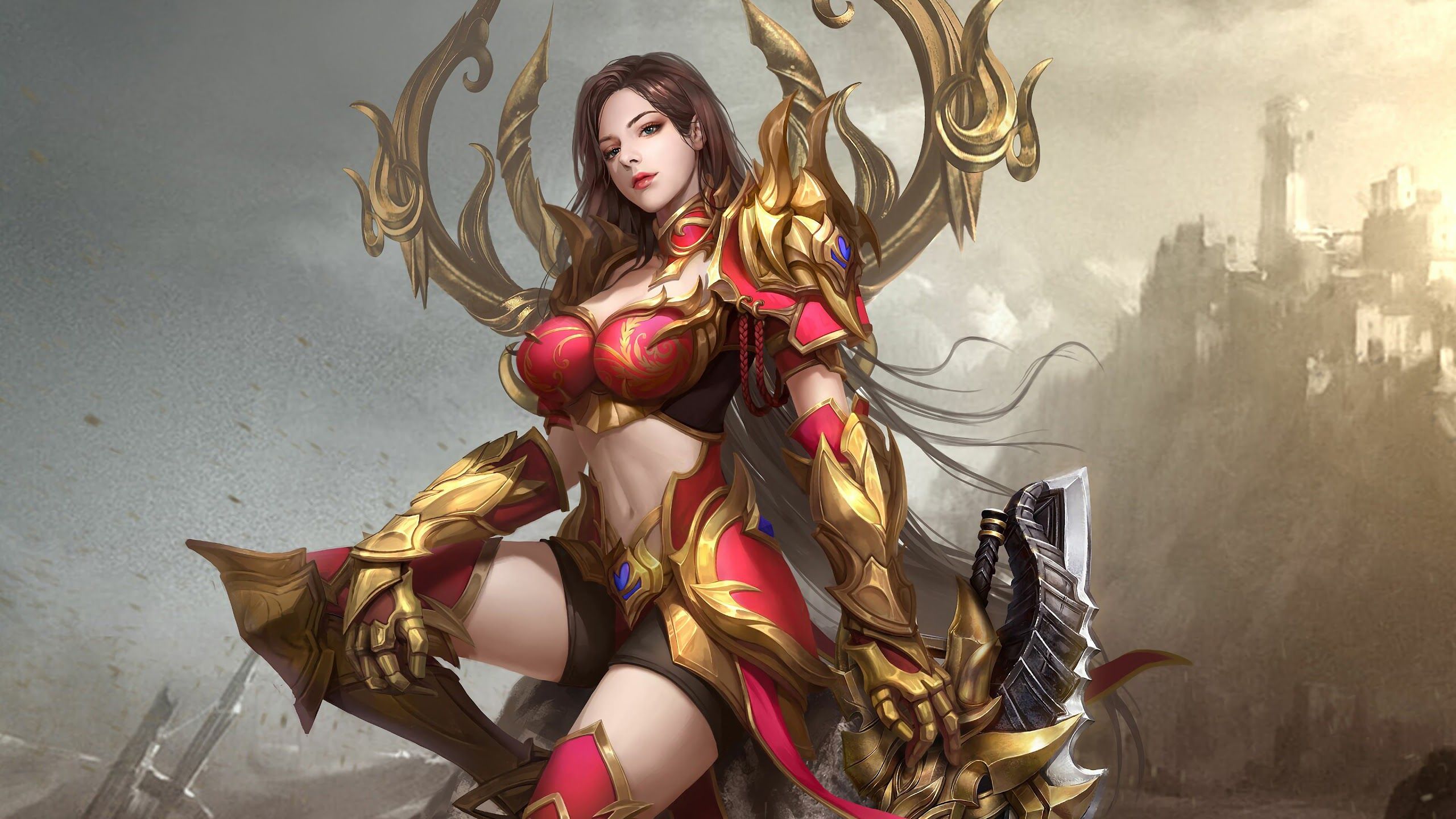 Fantasy Beautiful Girl Warrior 4K Wallpaper