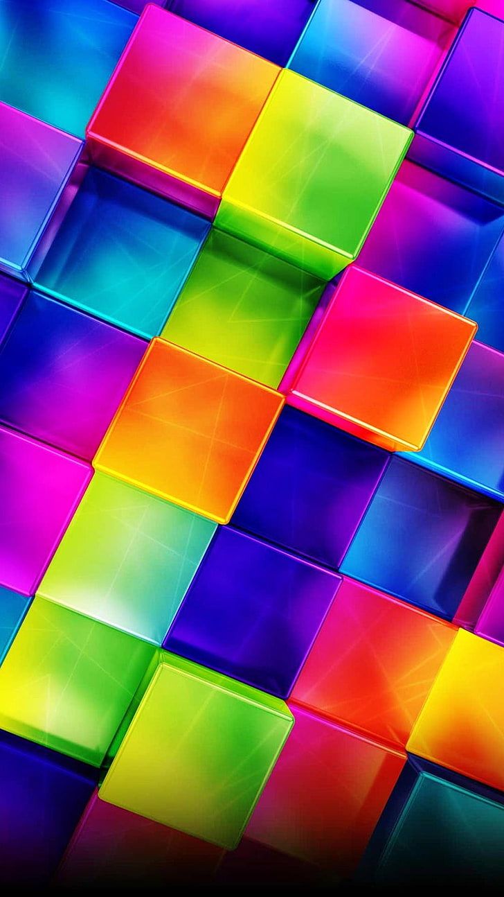 HD wallpaper: 3D Colorful Geometric, multicolored blocks digital wallpaper