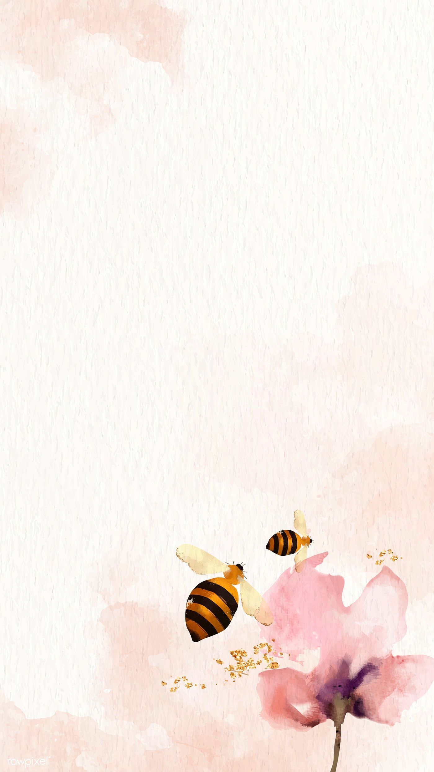 Download premium vector of Honey Bees and flower watercolor background. Watercolor flower background, Watercolor wallpaper iphone, Watercolor wallpaper phone