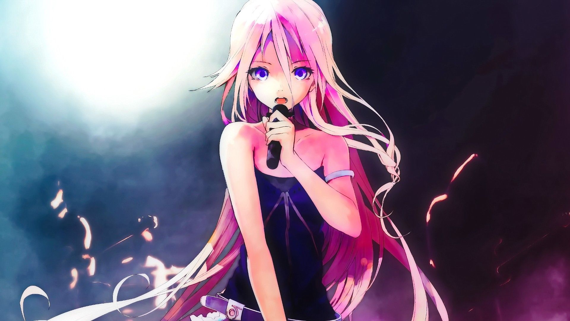 Anime Girl Pink Hair Singing