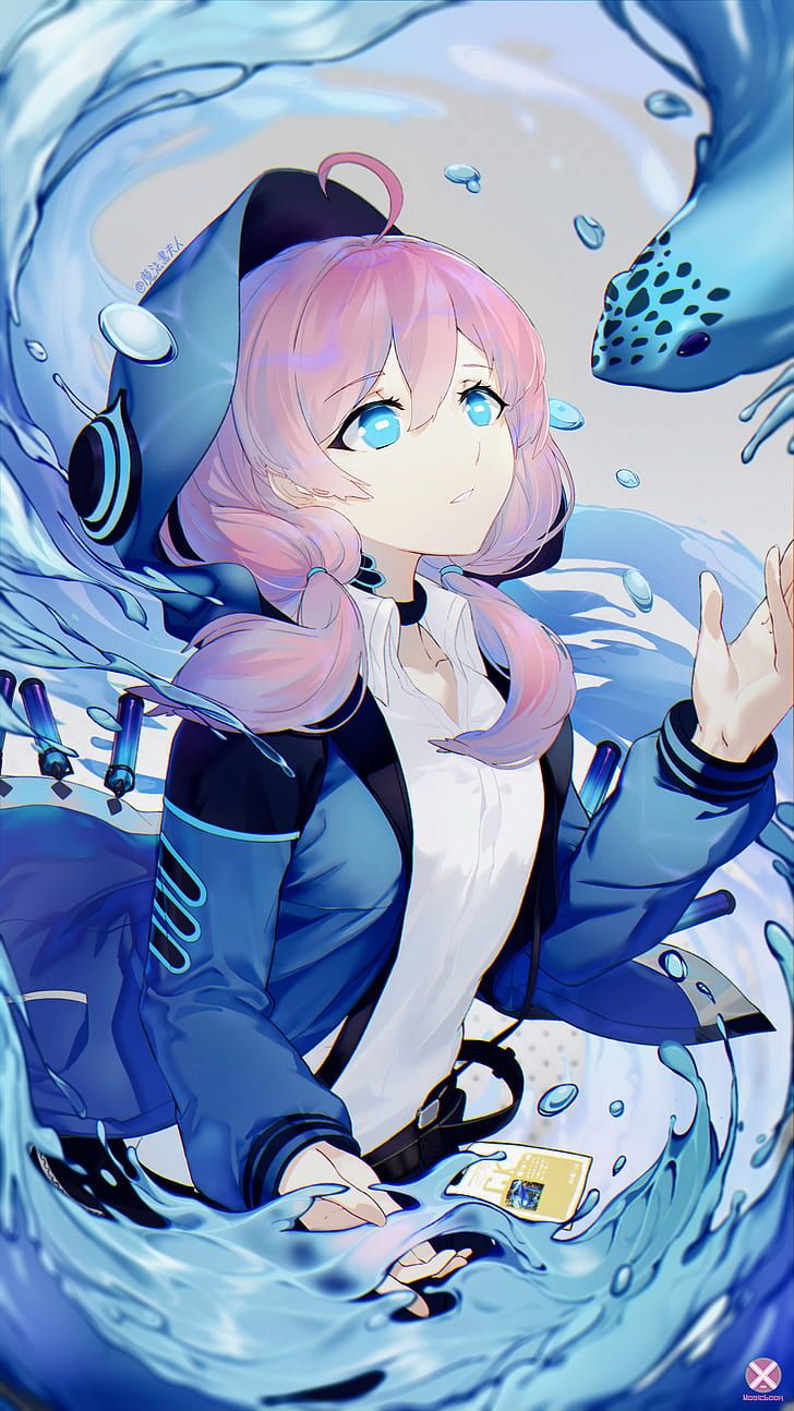 HD wallpaper: anime, anime girls, pink hair, blue eyes. Wallpaper