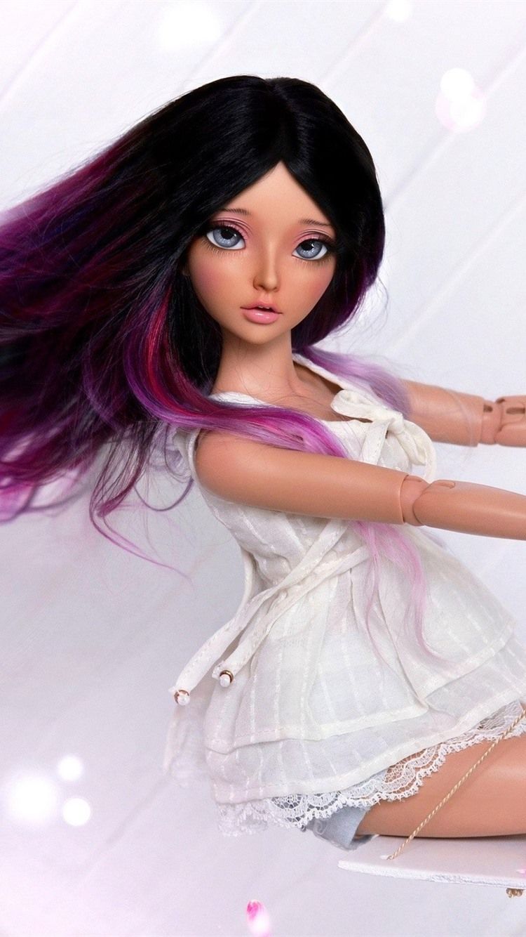 Beautiful Purple Hair Doll Girl 750x1334 IPhone 8 7 6 6S Wallpaper