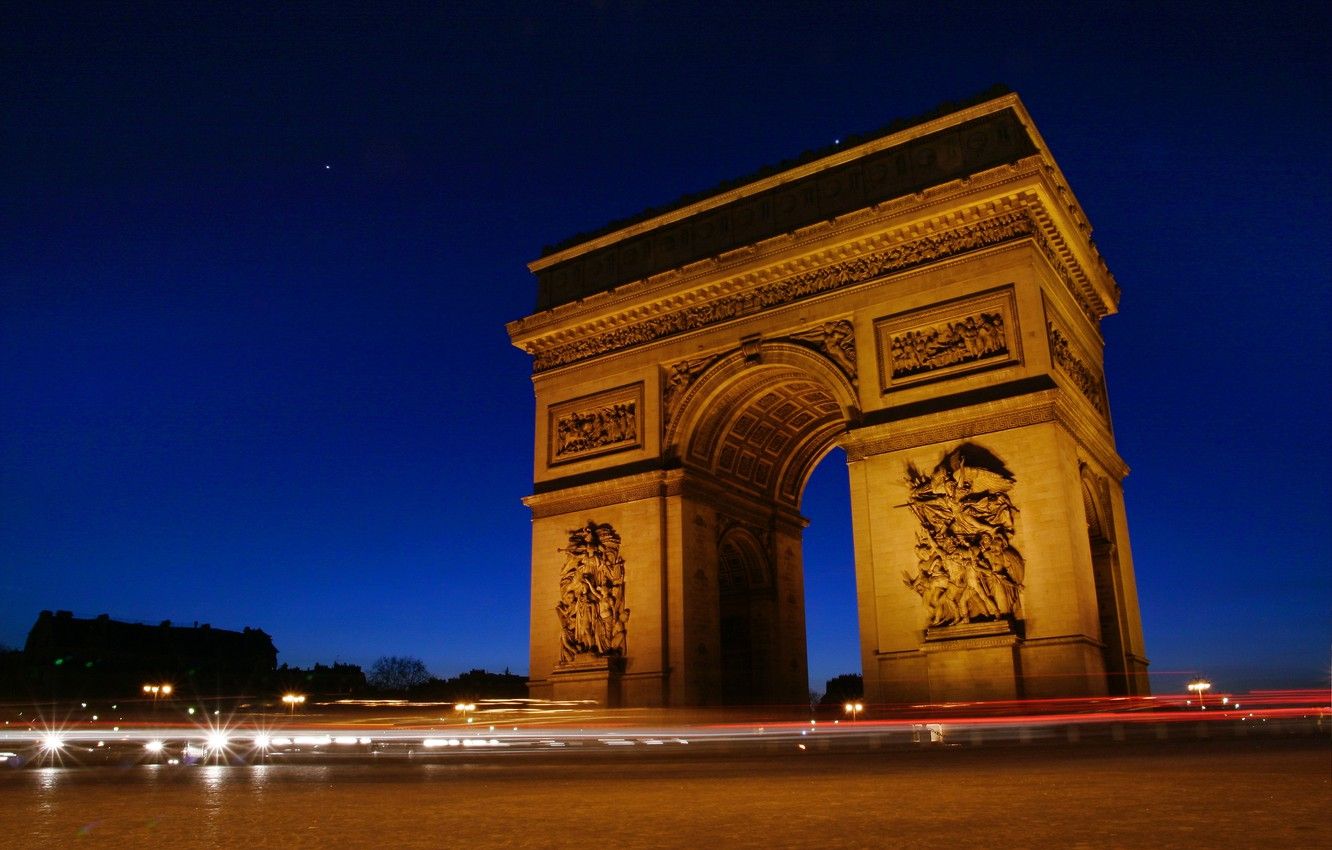 Wallpaper France, Paris at night, Arc De Triomphe image