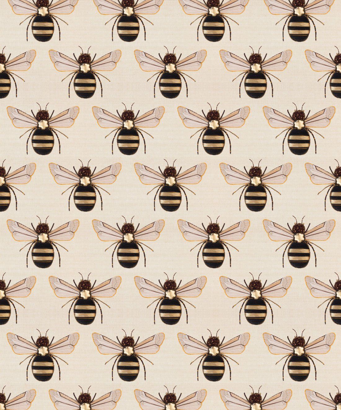 Golden Bee Embroidery Wallpaper • Handcrafted