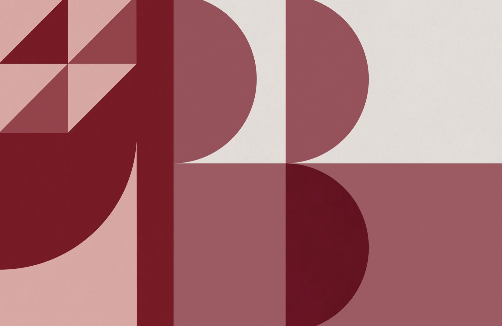 Red Geometric Shapes Modern Bauhaus Wallpaper Mural