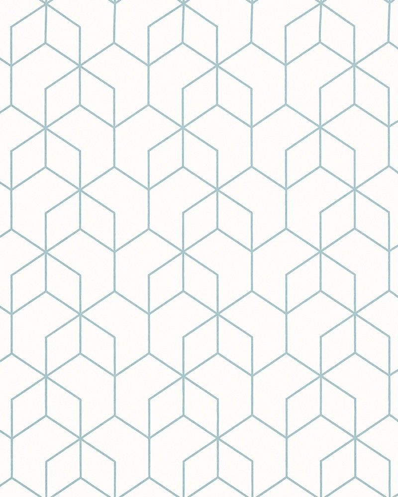 Dimensions 3D Geometric White and Blue Wallpaper HI30. Wallpaper