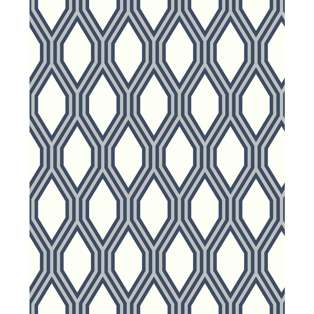 A Street 8 In. X 10 In. Honeycomb Navy Geometric Wallpaper Sample
