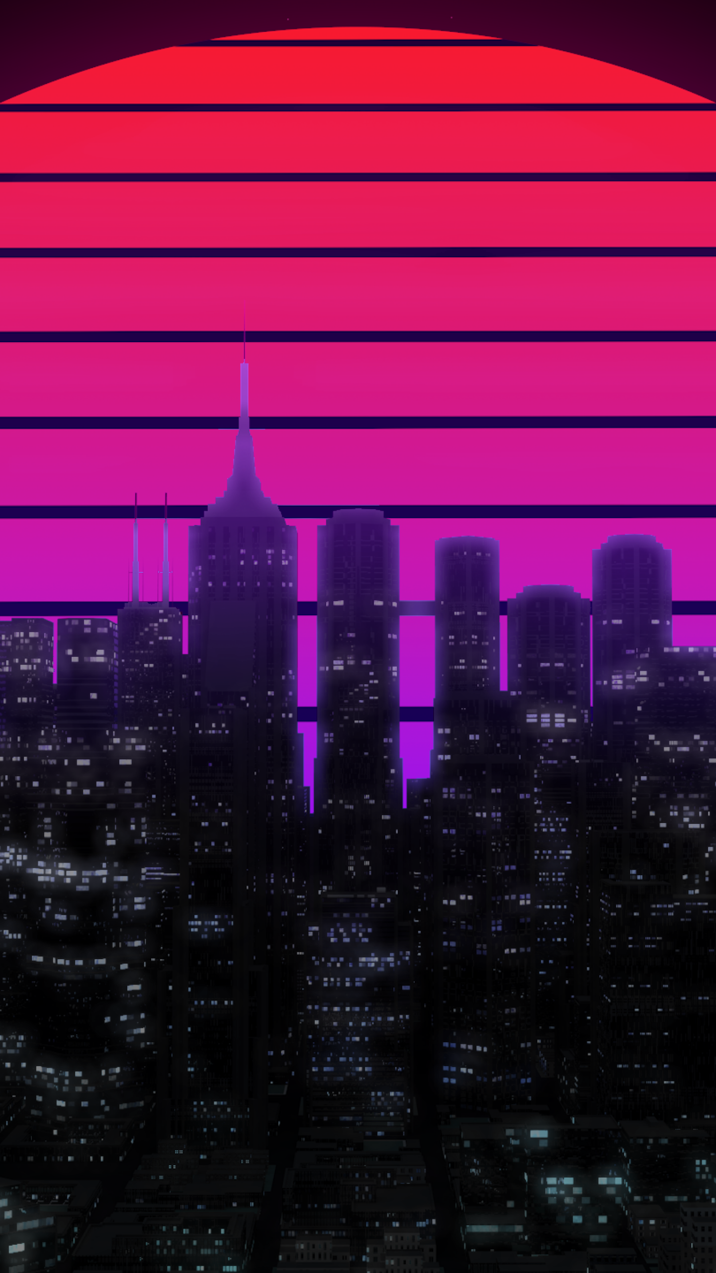 Neon Retro City Wallpaper
