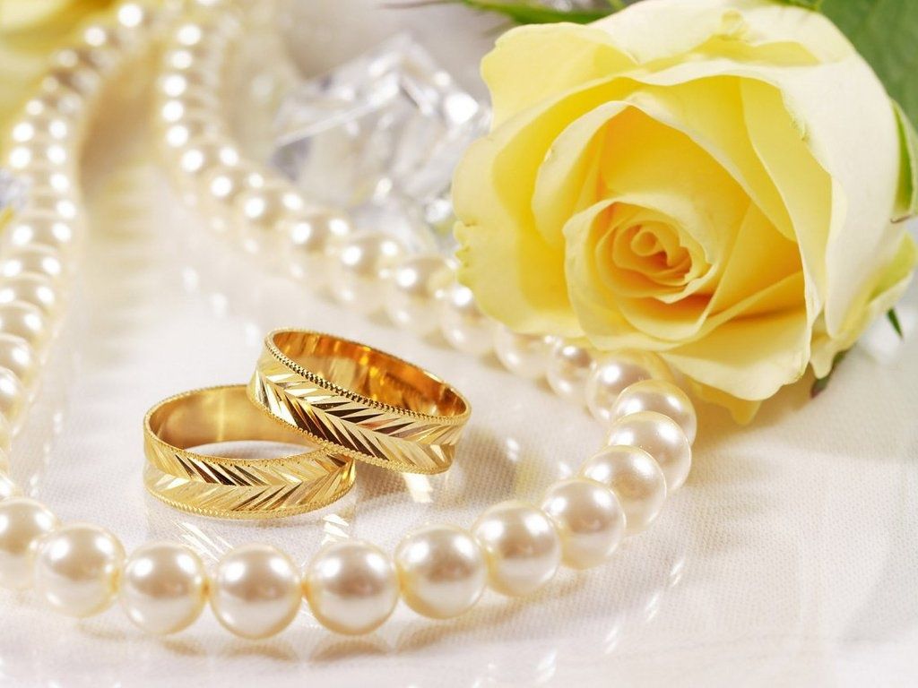 Download 1024x768 Wedding, Ring, Flowers, Pearl, Photography