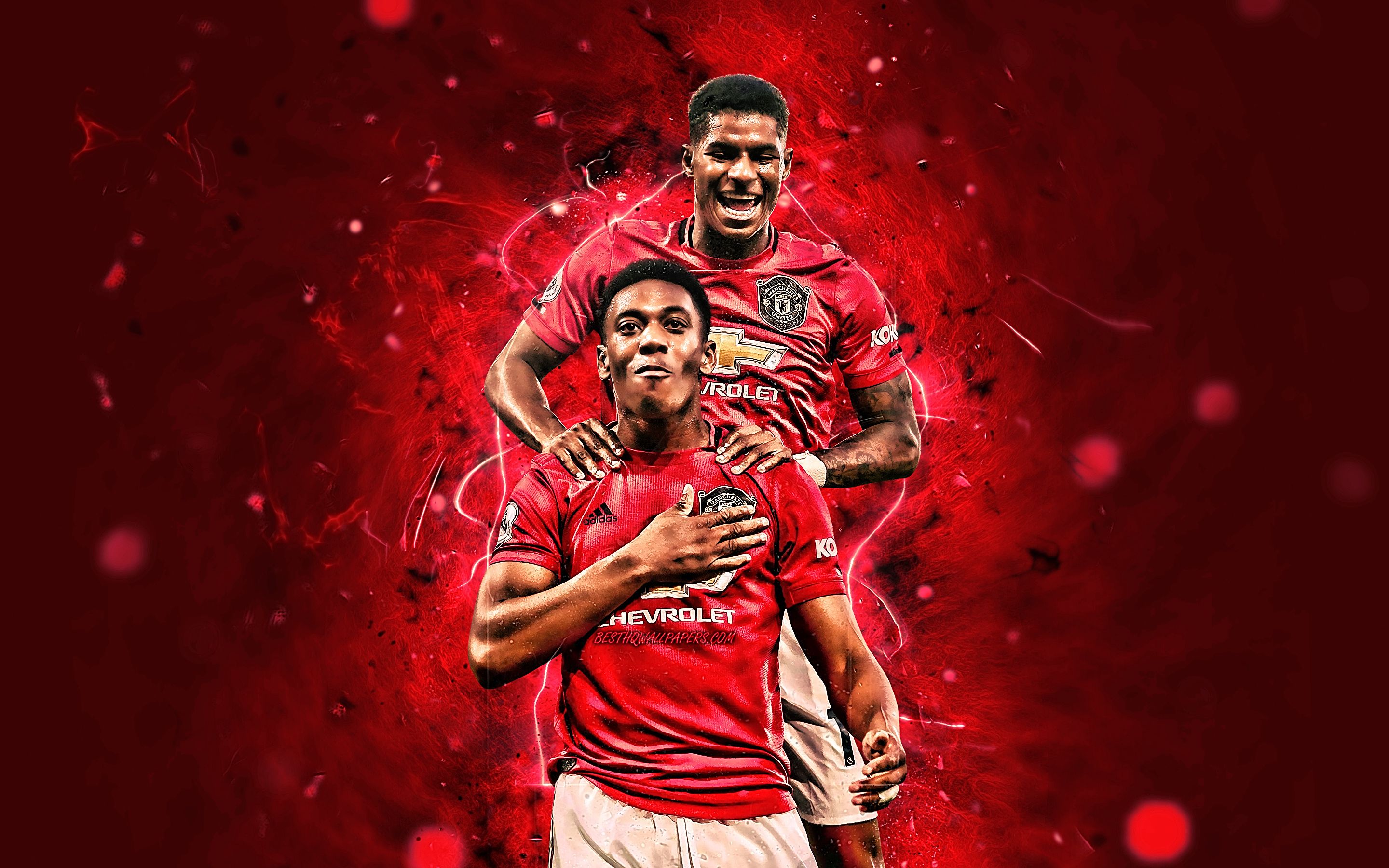 Download wallpapers Marcus Rashford, Anthony Martial, goal
