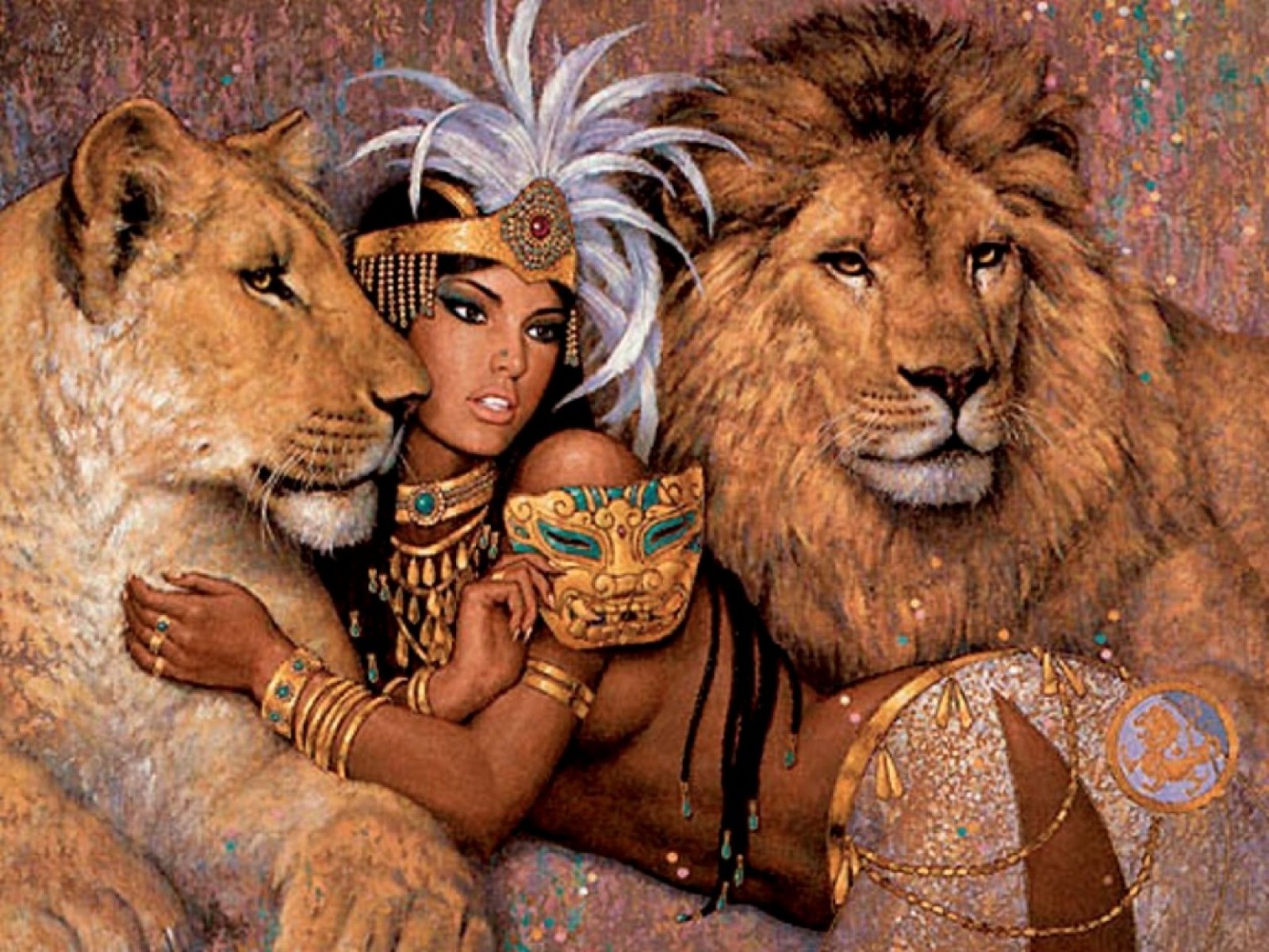 fantasy art african lions mythical 1600x1200 wallpaper Art HD