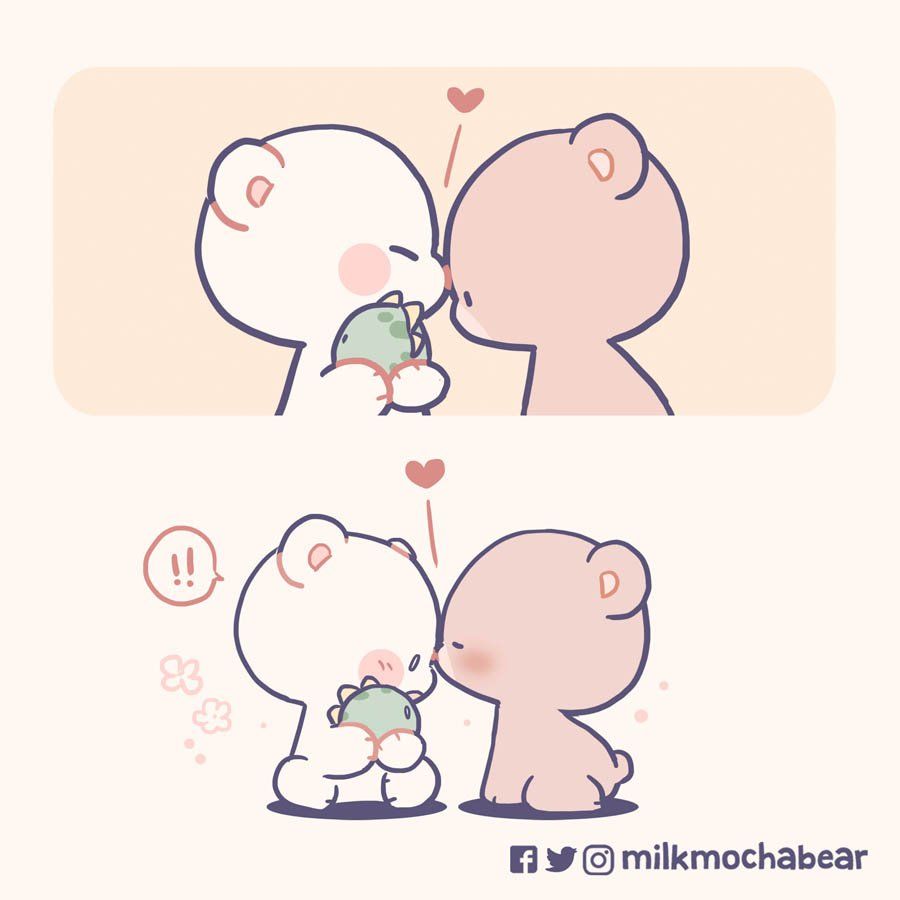 Milk & Mocha 2 bears kissing each other