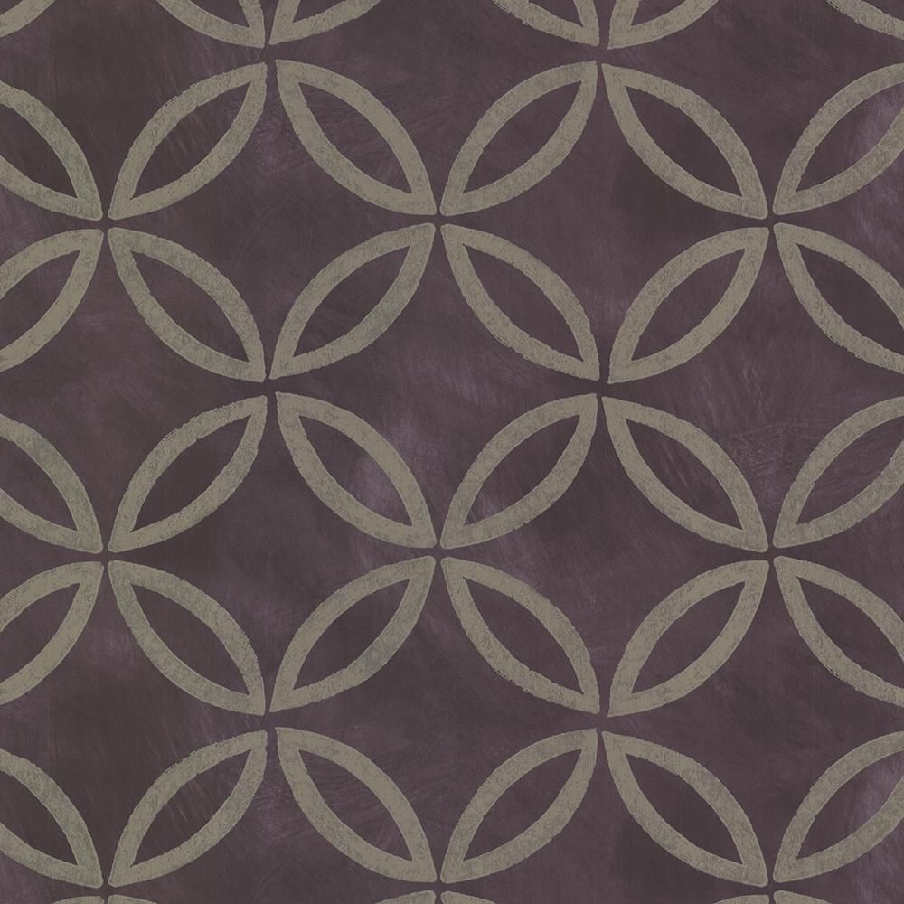 Brewster Purple Cloverleaf Geometric Wallpaper Sample HZN43123SAM