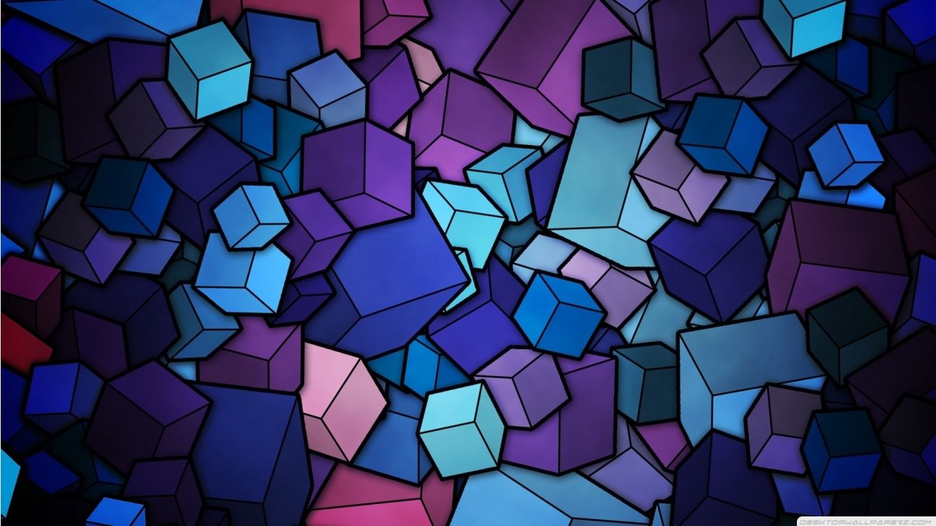 Free download Purple Cubes Stained Glass Geometric Abstract Art
