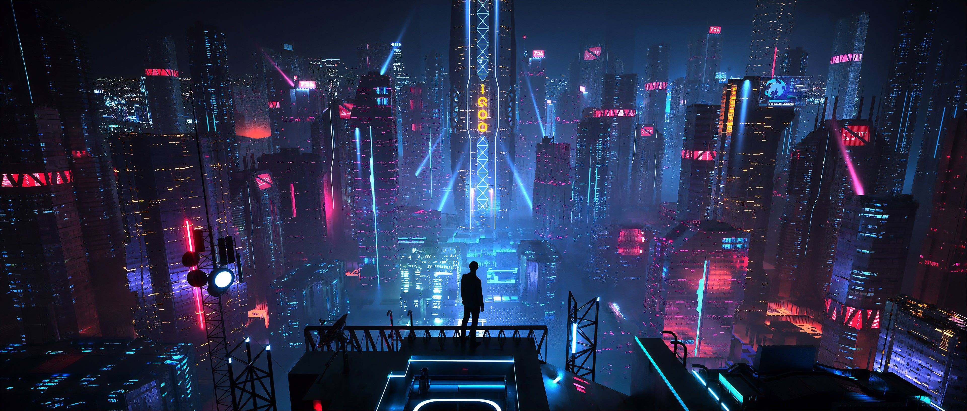 Cyberpunk City 4K wallpaper. Scene design, Cyberpunk city, Futuristic city