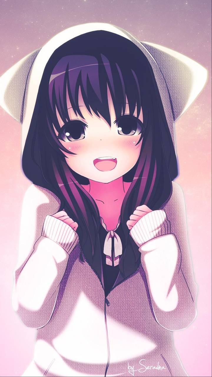 Anime Girl In Hood wallpaper