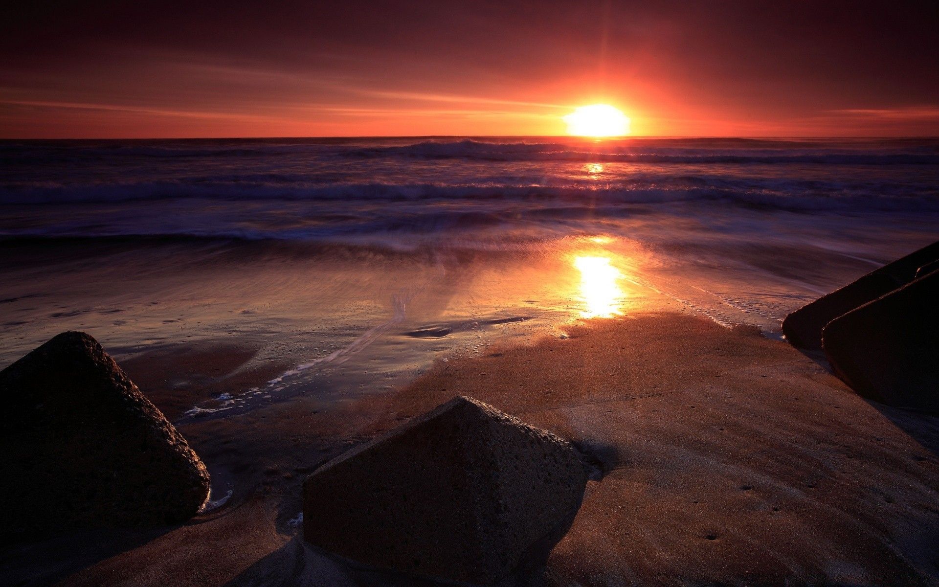 Stones On The Beach, Sunset