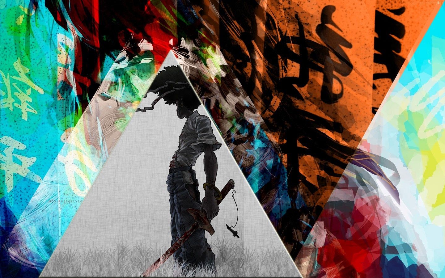 Afro Samurai, Colorful, Chinese, Triangle, Mixed Martial Arts, Samurai, Anime, Katana Wallpaper HD / Desktop and Mobile Background