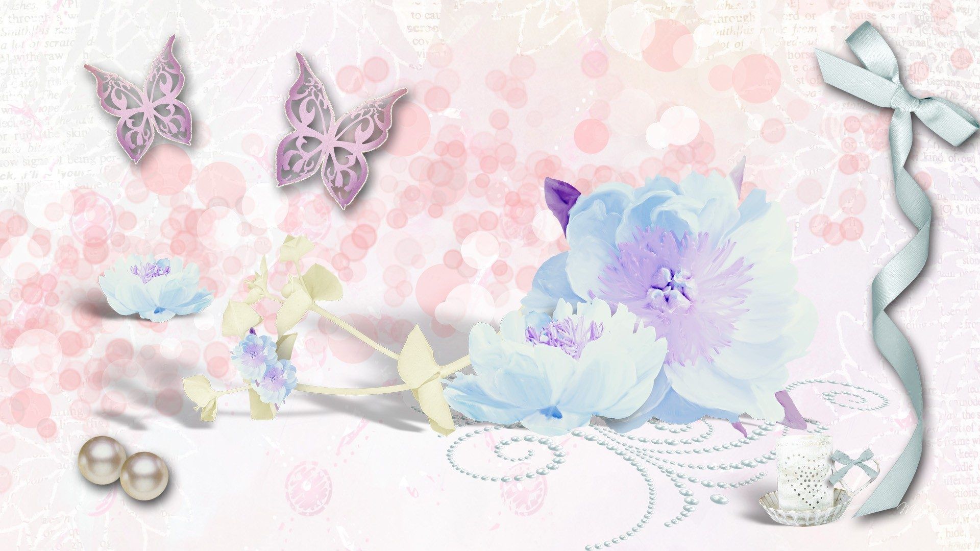 Vintage Flower Art Wallpaper And Background Background Flower With Butterfly HD Wallpaper & Background Download
